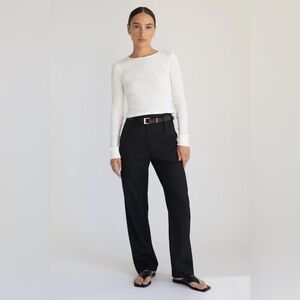 Almina Concept High Waisted Straight Leg Trousers Black